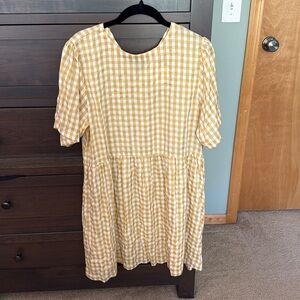 Yellow Checkered Mini Dress